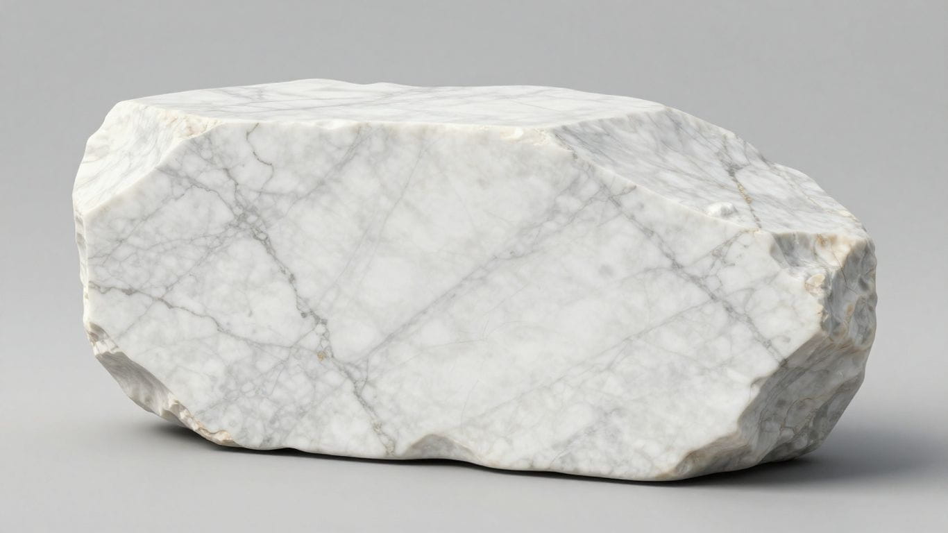 Sketch of pure white Thassos marble with subtle grey veining.