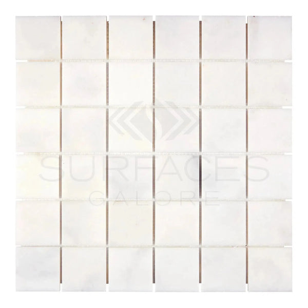 Snow White 2X2 Marble Mosaic Polished featuring white square mosaic tiles