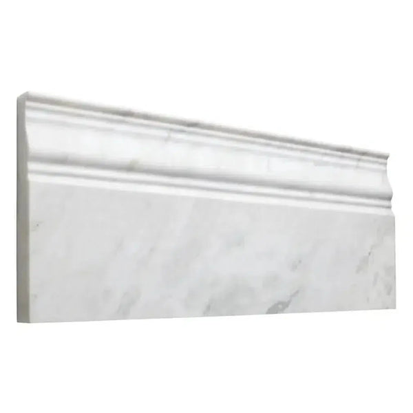White marble baseboard trim in polished finish for elegant interior decor