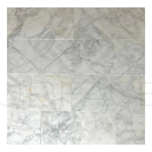 Snow White Marble Cloudy 12X24 Polished Marble Tile showcasing a luxurious marble pattern