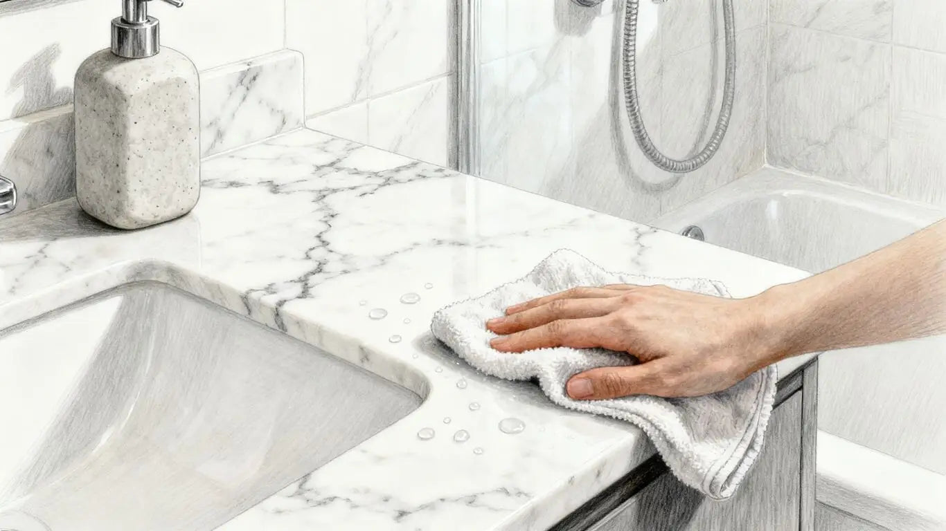 Cuidado de superficies de mármol blanco de Carrara