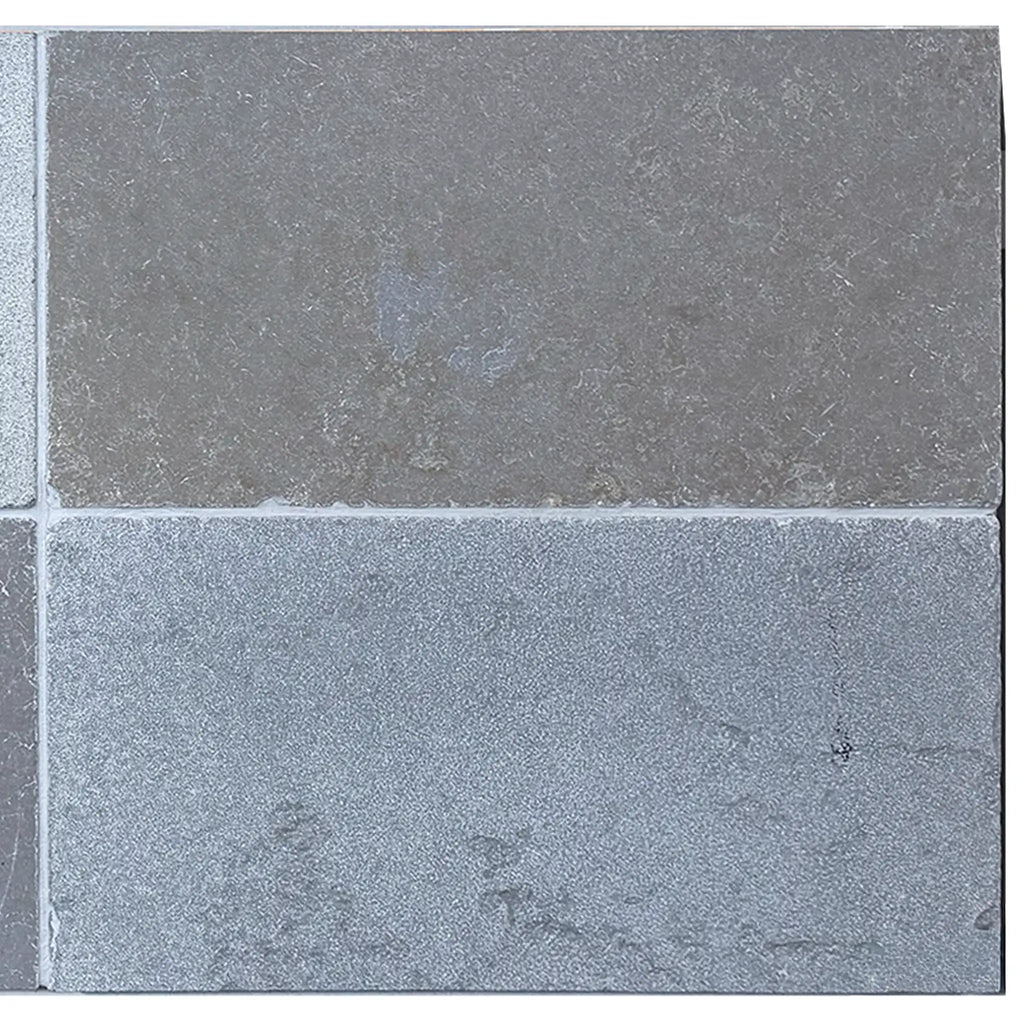 Gray Solaris reclaimed limestone tile, 16x24 multi finish blend with textured surface