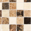 Square marble mosaic tiles in Spanish Mix 2X2 Crema Marfil and Emp. Light and Dark finish