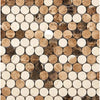 Circular marble mosaic tile pattern in Spanish Mix Penny-Round Crema Marfil design