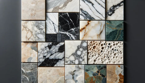 Square mosaic tile sheet showcasing elegant marble surfaces for interior transformation.