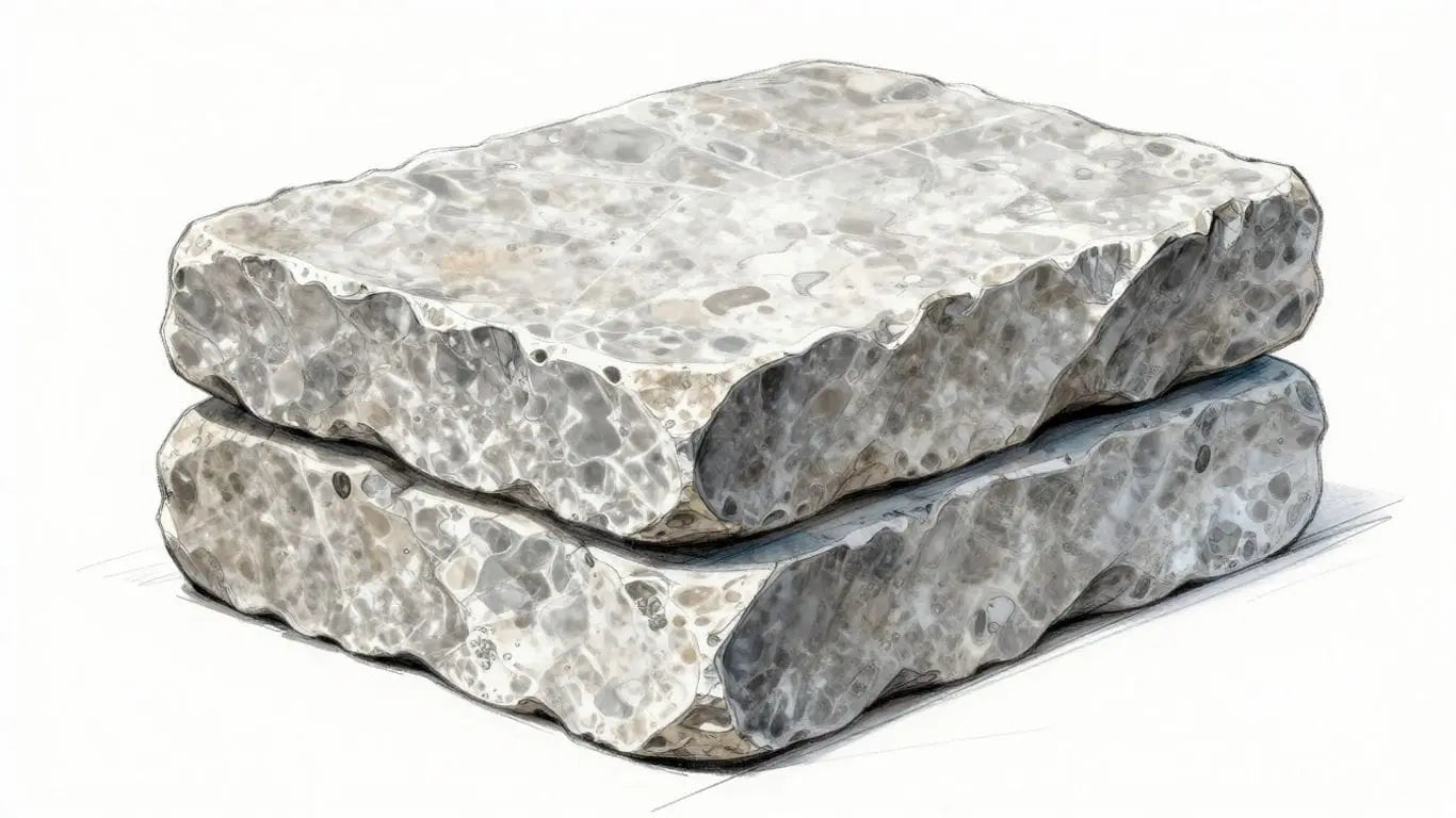 Sketch of silver travertine bricks stacked neatly.
