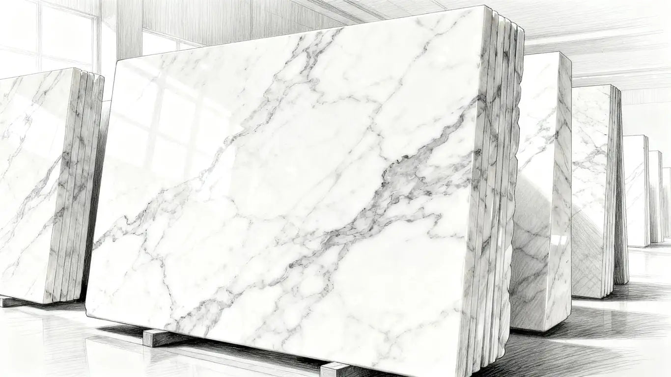 Luxury marble surfaces showing intricate veining patterns
