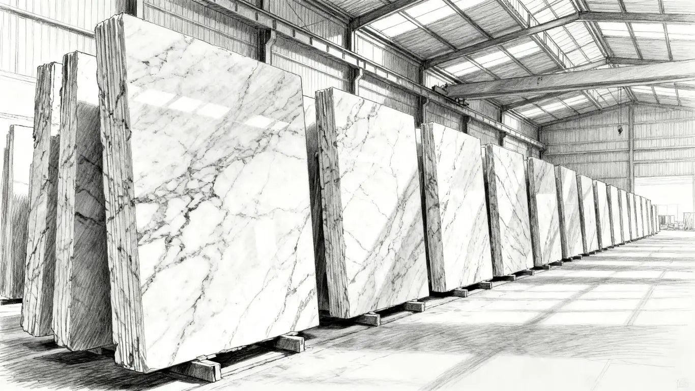 Premium marble slabs in inventory