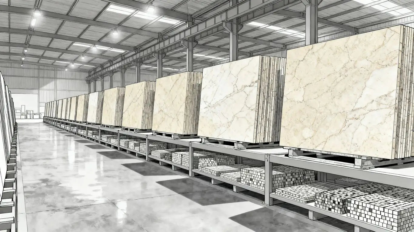 View from a professional stone showroom