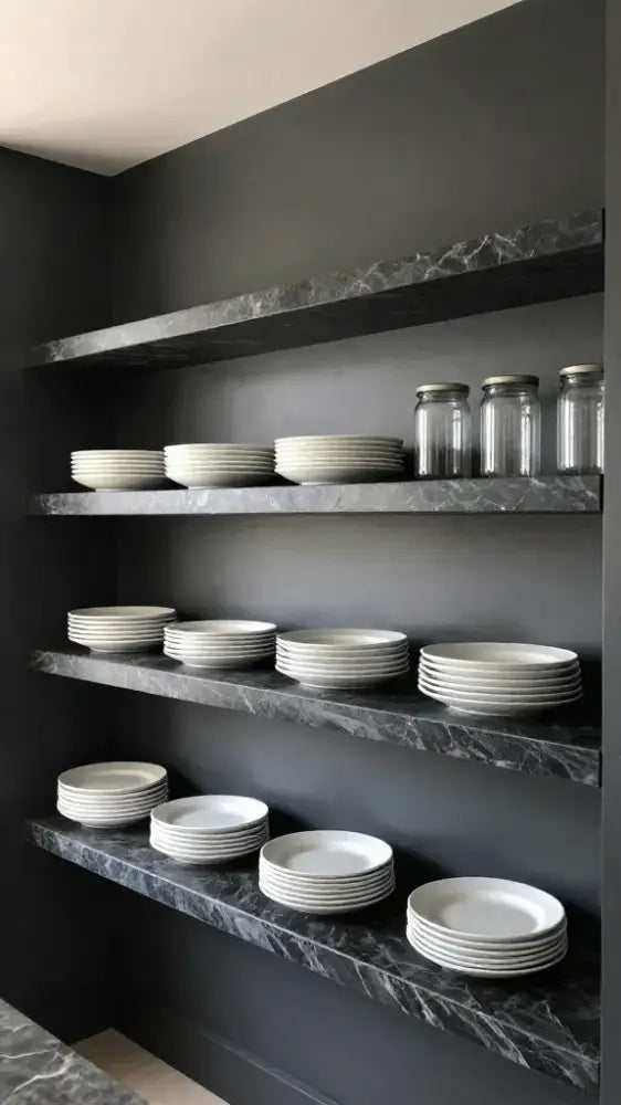 Floating Shelves Made from Solid Stone