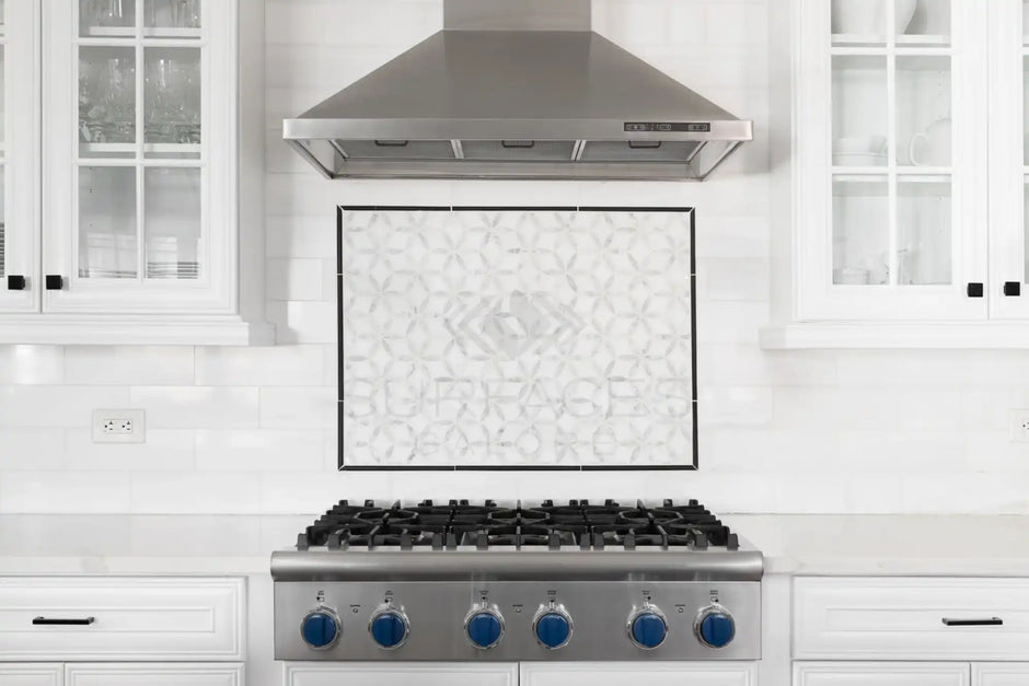 Stainless steel gas range.