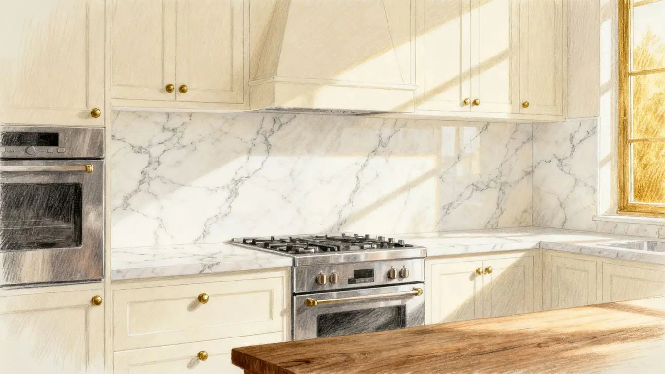 Luxury kitchen styled with premium marble