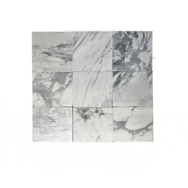Statuarietto Madley White 12X12 Polished Marble Tile squares for elegant flooring