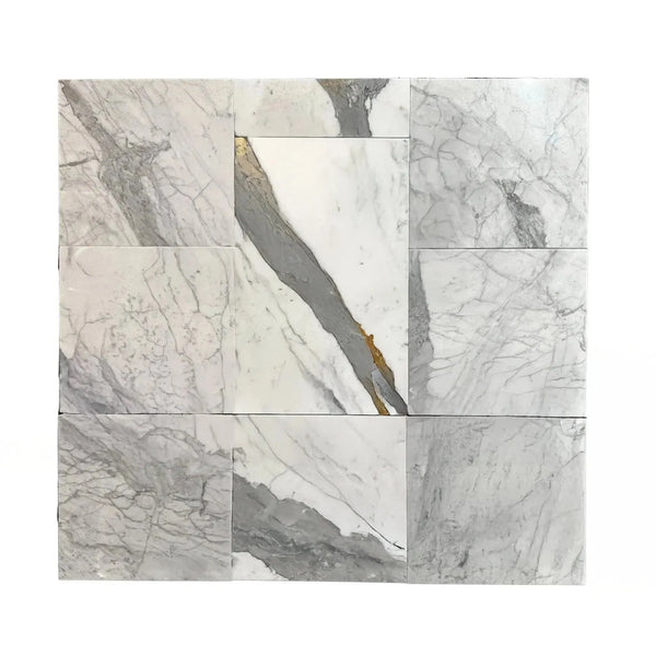 Statuarietto Venato White Polished Marble Tile Mosaic for Elegant Interiors