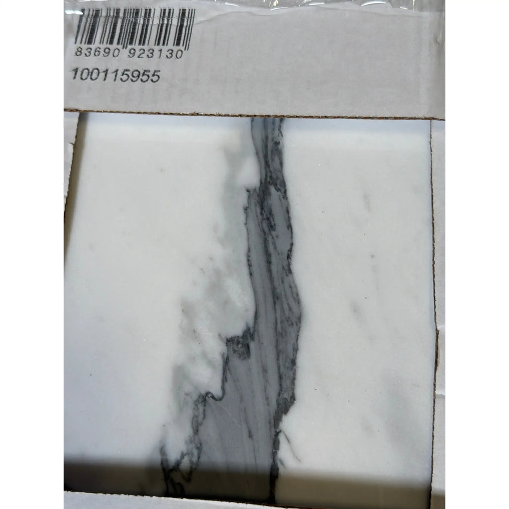 Statuario White 12x12 Italian marble tile with gray veining, polished