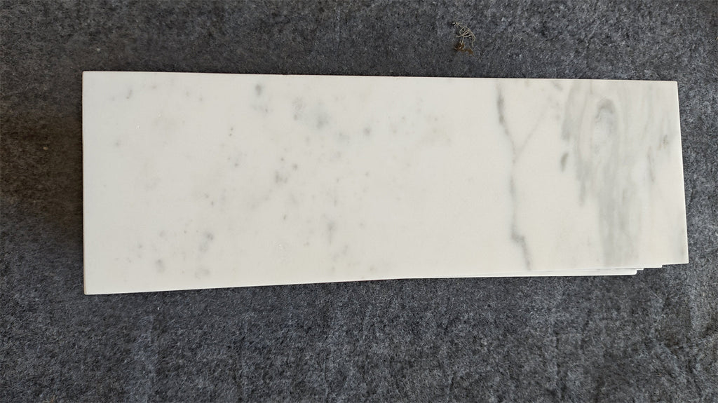 Statuario White 12x24 Italian Marble Tile with Gray Veining