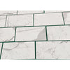 White marble-patterned rectangular tiles from Statuary Statuario White 12X24 Italian Marble collection