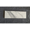 Statuario White 12x24 Italian marble tile with gray veining, polished