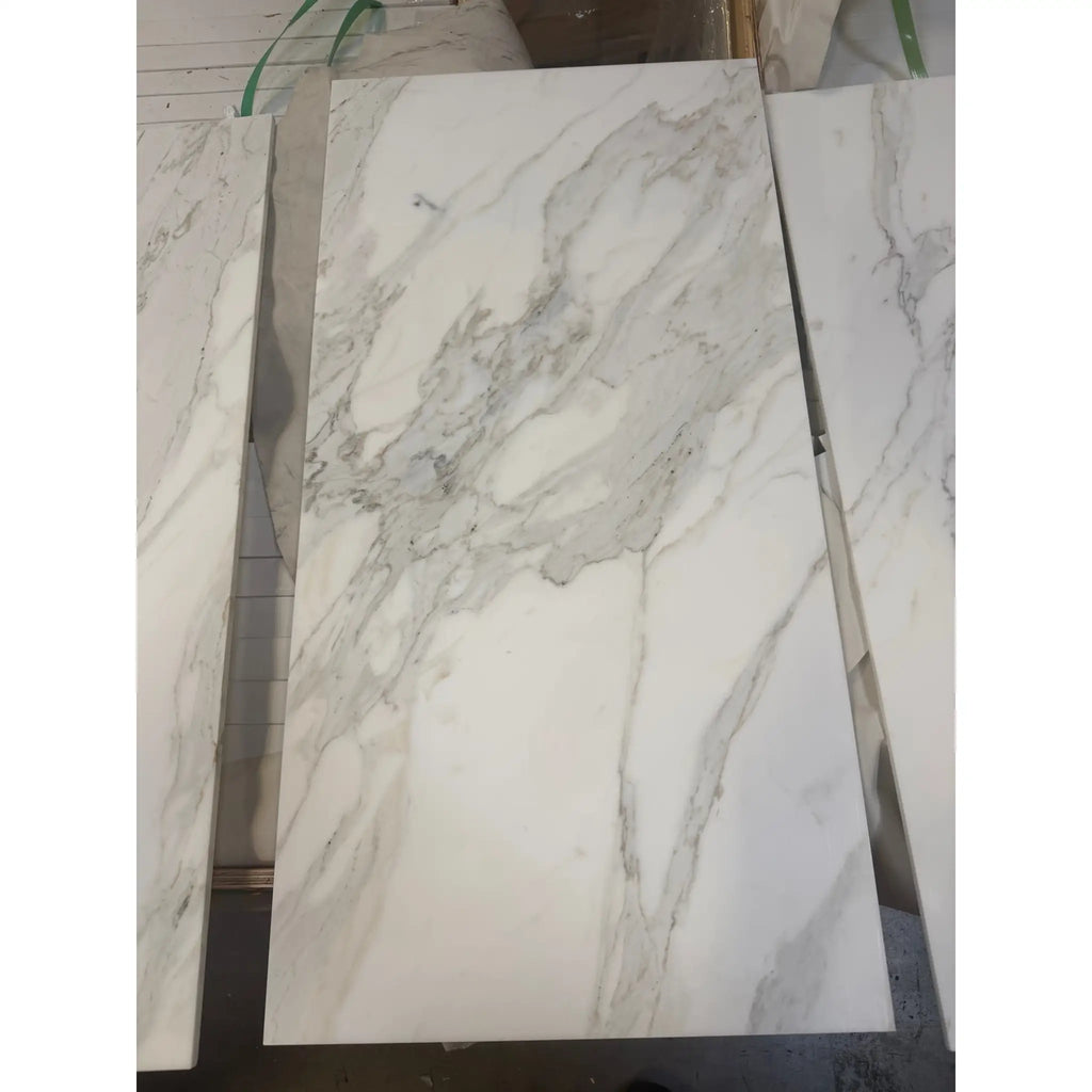 Statuario White 18x36 Italian marble slab with gray veining