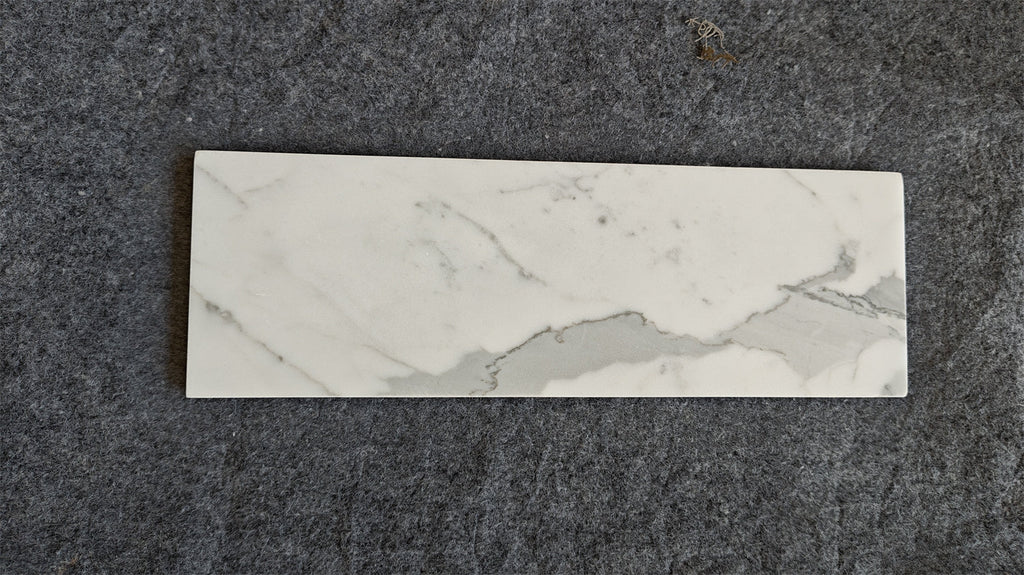 Statuario White 18x36 Italian marble tile with gray veining, polished