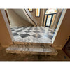 Black and white marble checkered floor with matching steps in statuario white 24x24 premium italian marble polished