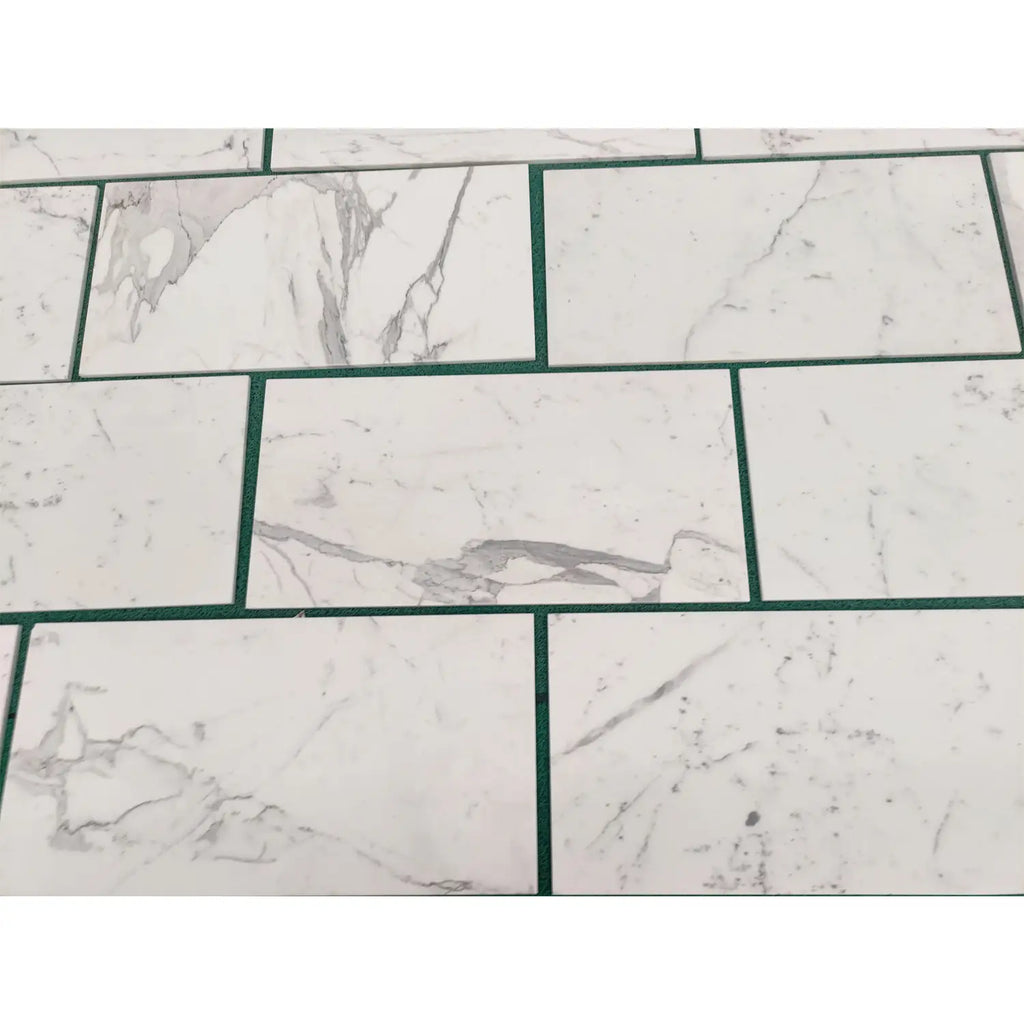 White marble-patterned tiles from Statuary-Statuario White 24X24 Italian Marble collection