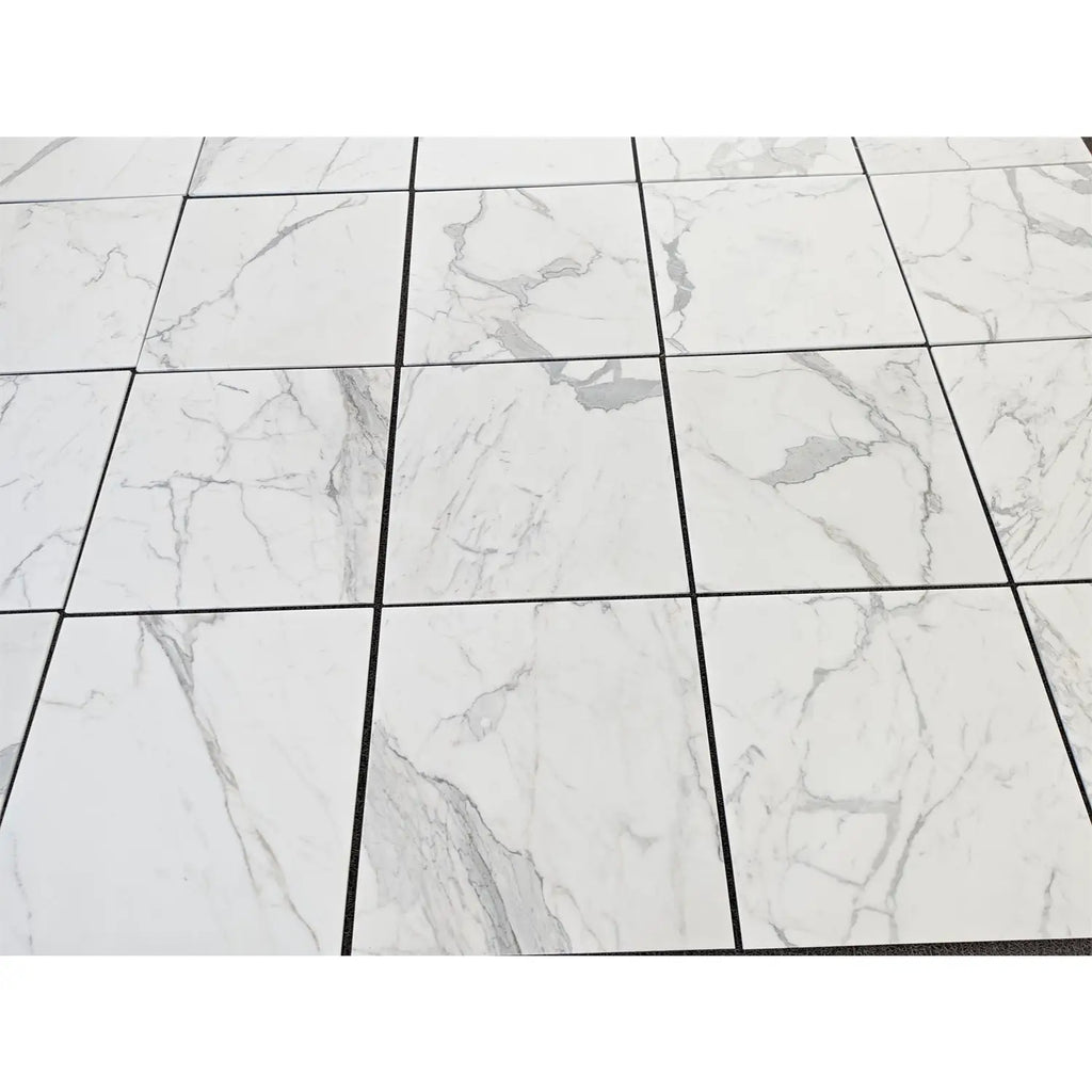 Premium italian marble floor tiles statuaria white 24x24 with polished finish and subtle gray veining