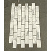 Statuario White 3x6 Italian marble mosaic tiles in staggered pattern