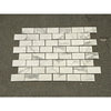 Statuario White 3x6 marble subway tiles in staggered pattern