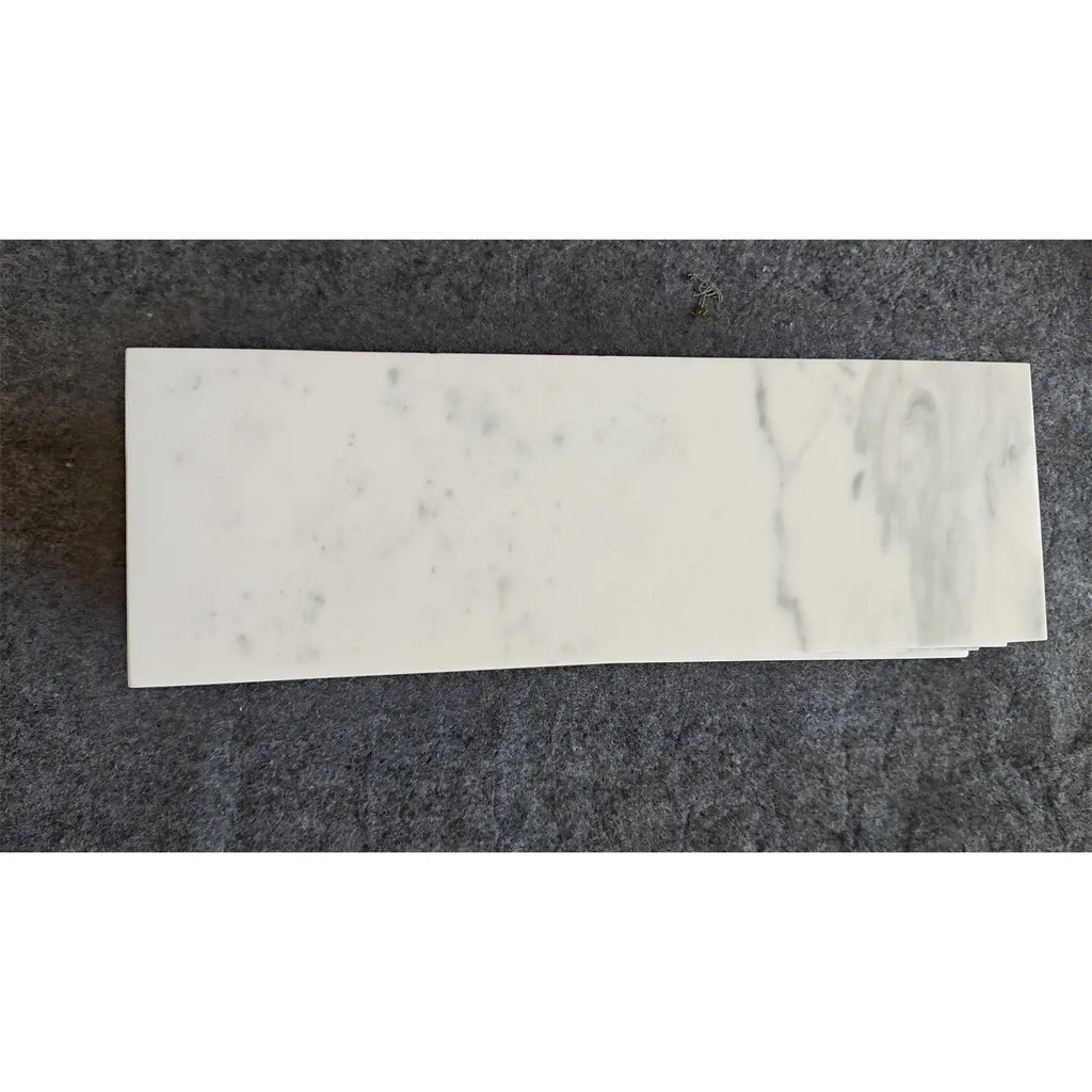 Statuario White 4x12 Italian Marble Tile with Gray Veining