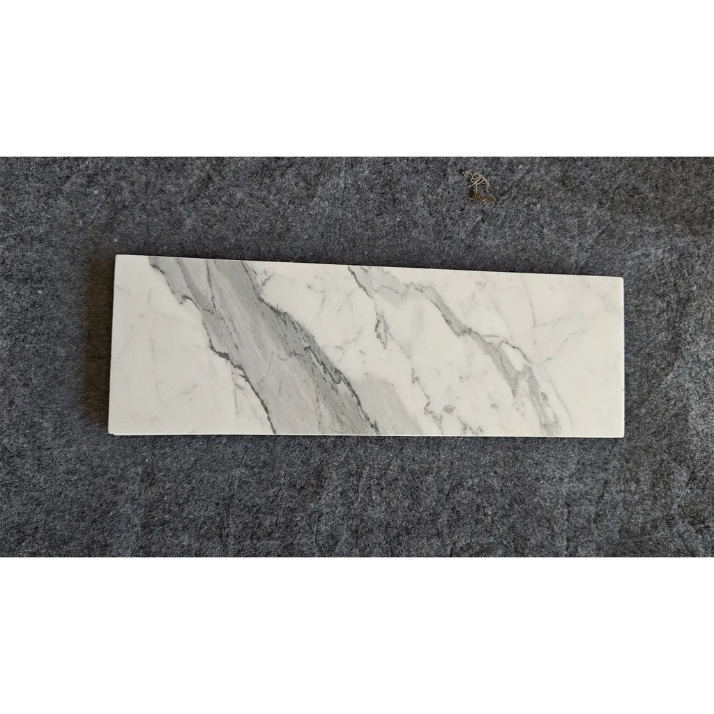 Statuario White 6x12 Italian marble tile with gray veining, polished