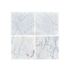 Four Statuary-Statuario White 12X12 Italian Marble Polished or Honed tiles displayed