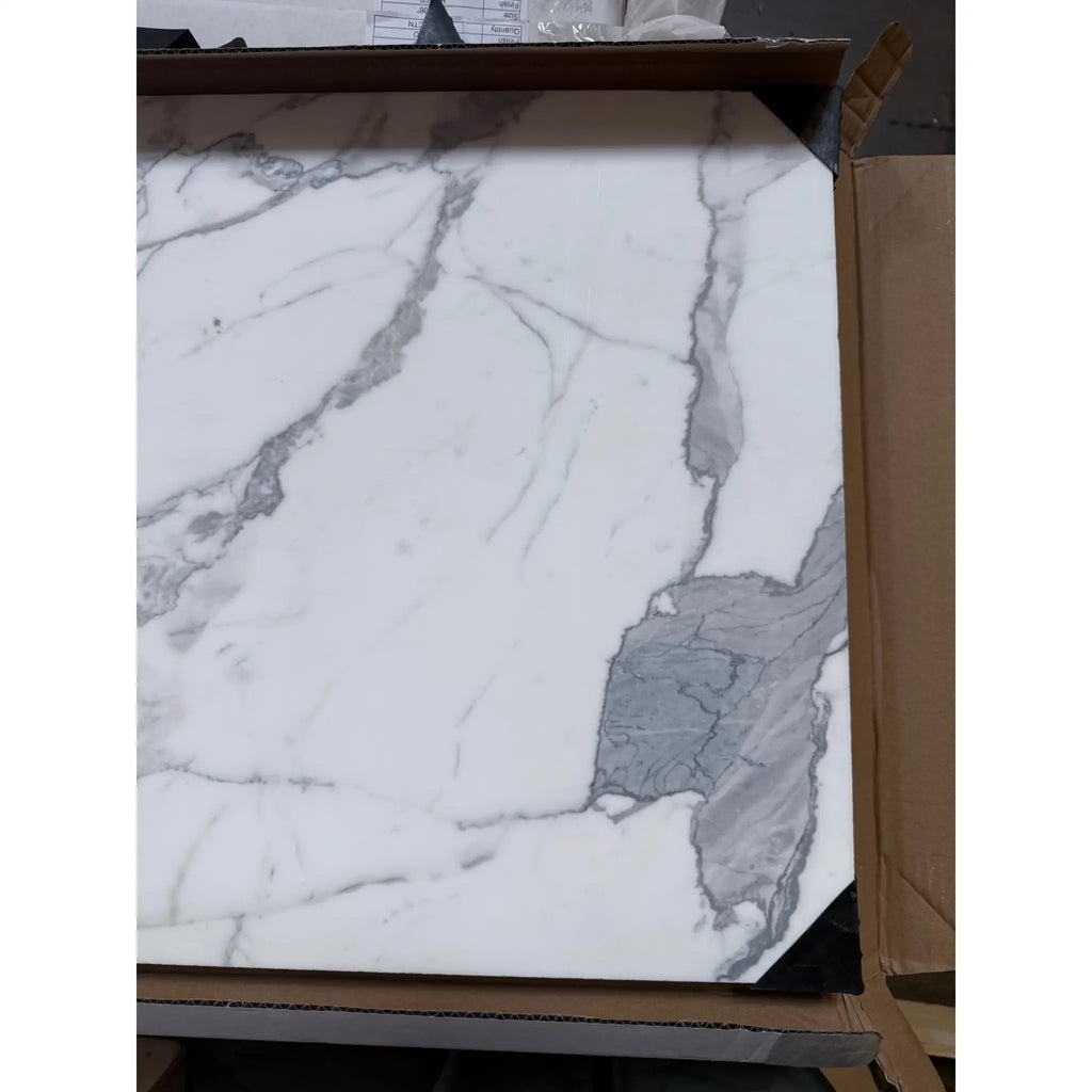 Marble-patterned tabletop from Statuary-Statuario White 18X18 Italian marble polished or honed