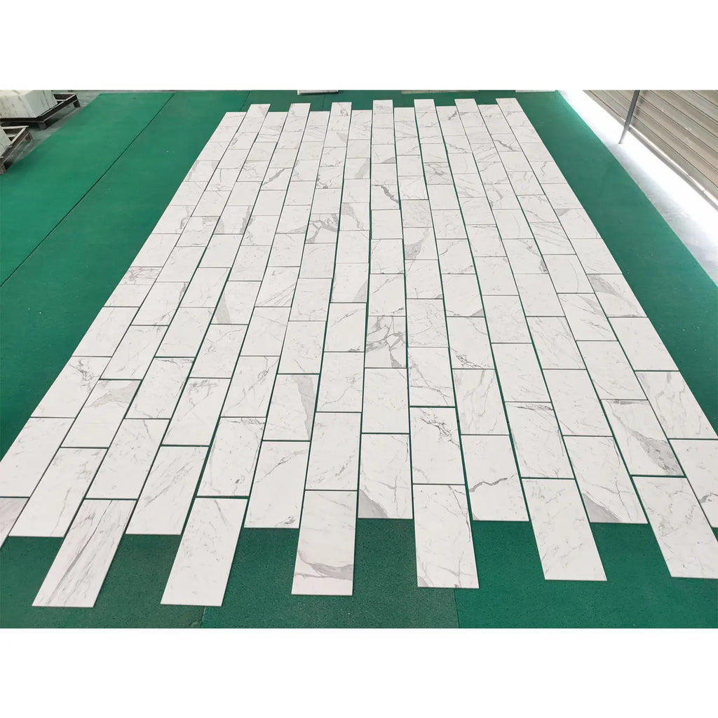 Rectangular Statuary White 18x18 Italian marble tiles in polished or honed finish