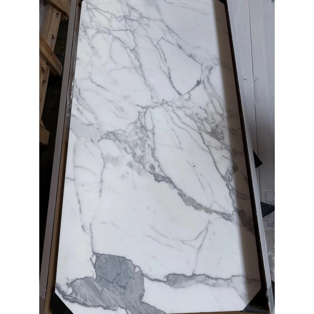 White marble slab with gray veining from Statuary-Statuario White 18x18 Italian marble