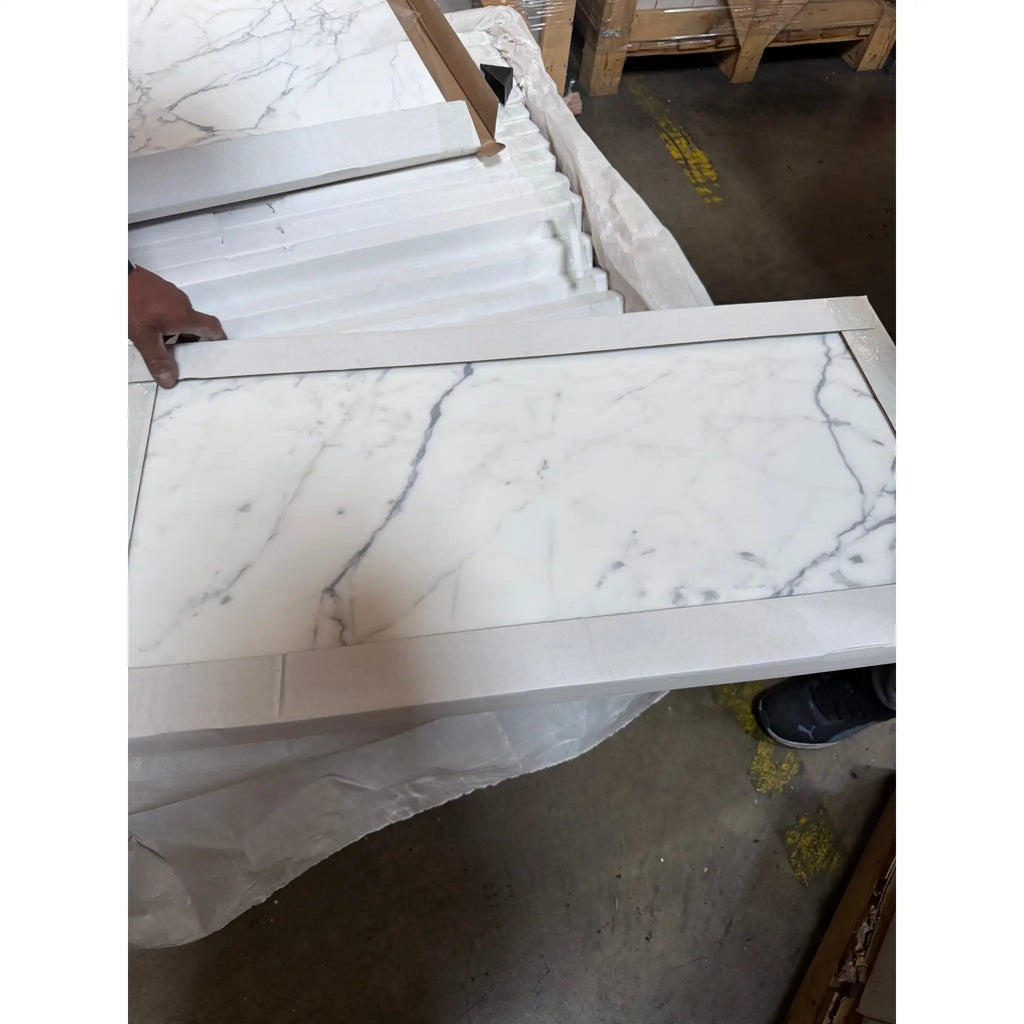 Statuary Statuario White 18X18 Italian marble tile with elegant gray veining