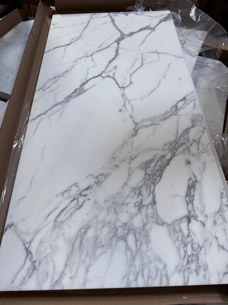 Rectangular marble-patterned tile from Statuary-Statuario White 24X24 Italian Marble collection
