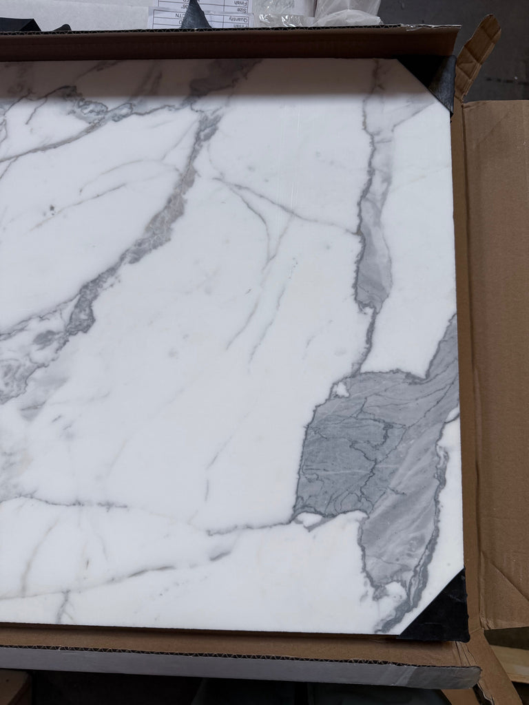 Marble-patterned tabletop from Statuary-Statuario White 24X24 Italian polished or honed marble