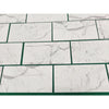 White marble-patterned tiles from Statuary-Statuario White 4x12 Italian marble collection