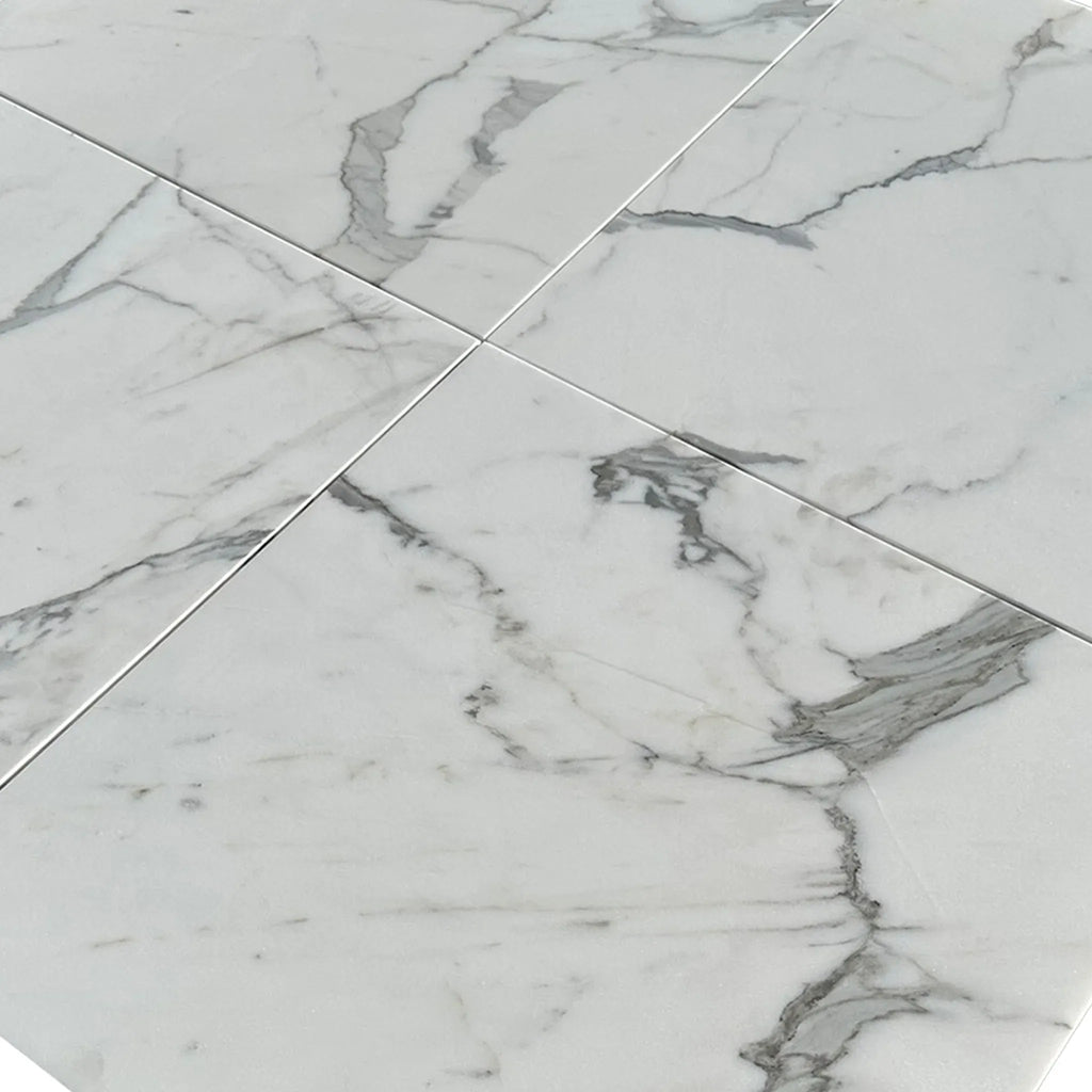 Statuary Statuario White 4X12 Italian Marble Polished with Gray Veining Tiles