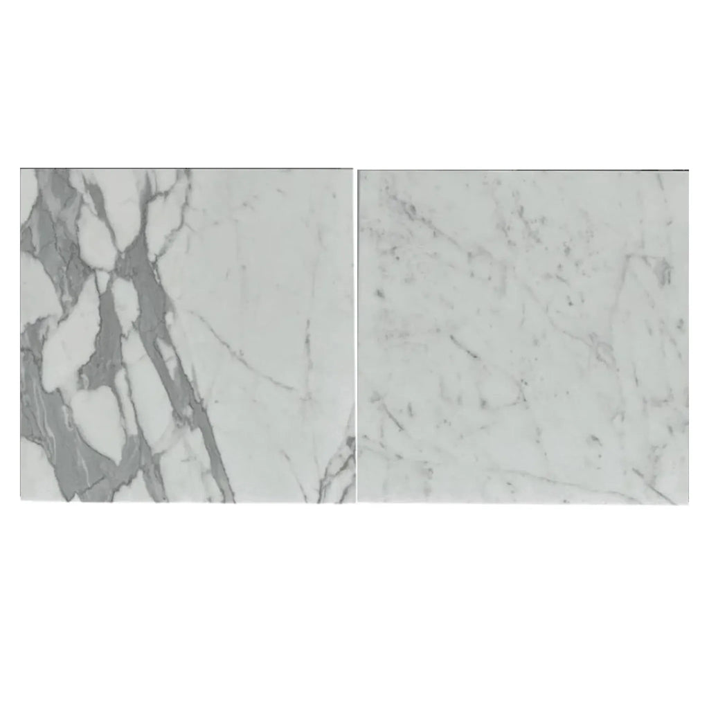 Two Statuary-Statuario White 4X12 Italian Marble Polished tiles with marble patterns