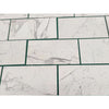 White marble-patterned tiles from Statuary-Statuario White 4X12 Italian Marble collection