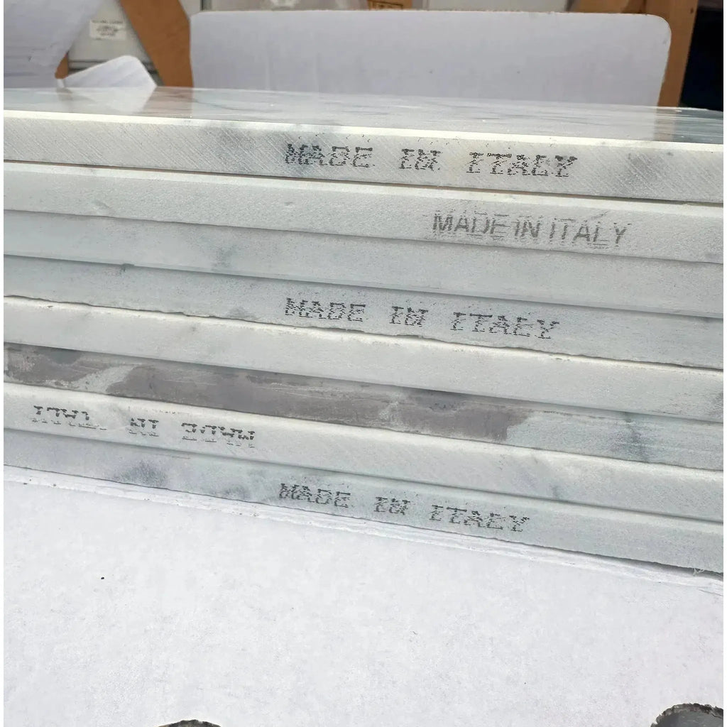 Stacked Made in Italy Statuary Statuario White 4X12 Italian Marble Polished Tiles
