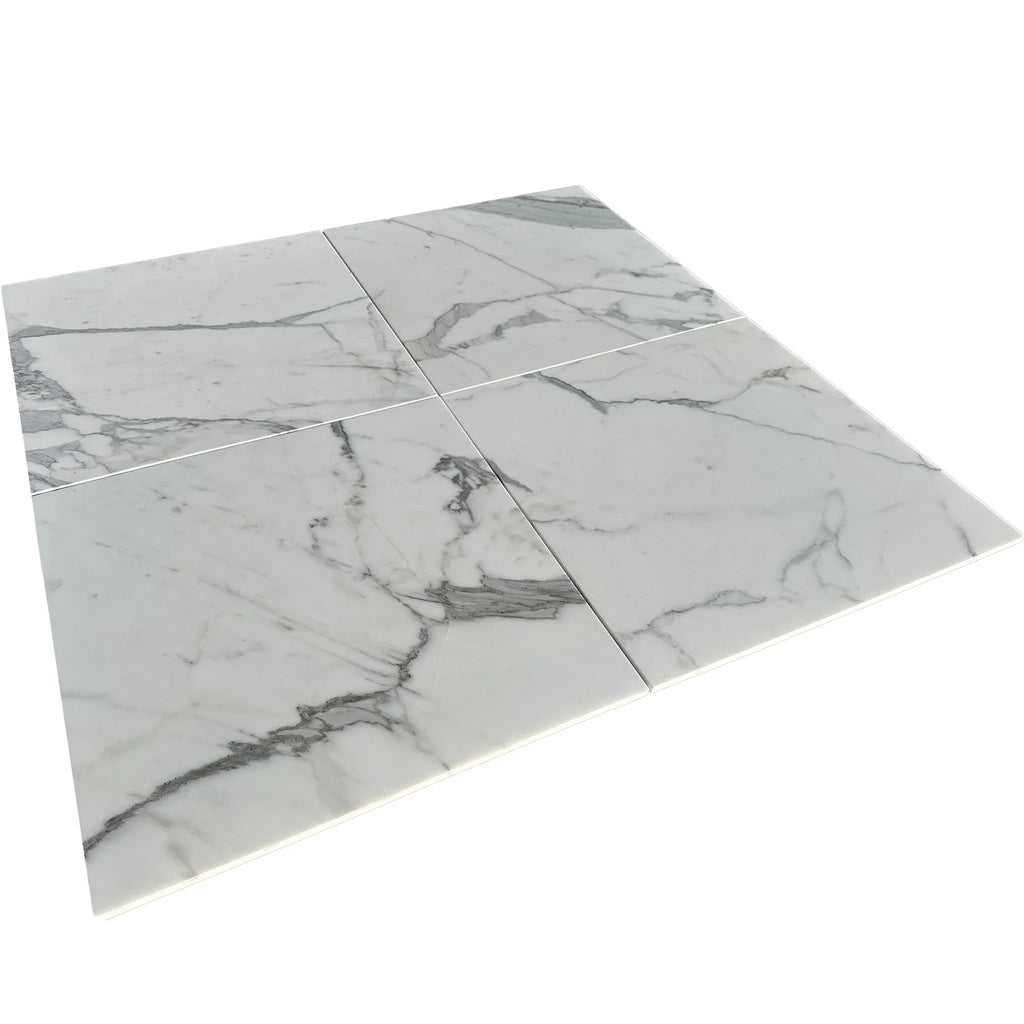 Statuary Statuario White 4X12 Italian Marble Polished or Honed with white marble pattern