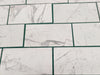 White marble-patterned tiles from Statuary-Statuario White 4X12 Italian Marble collection