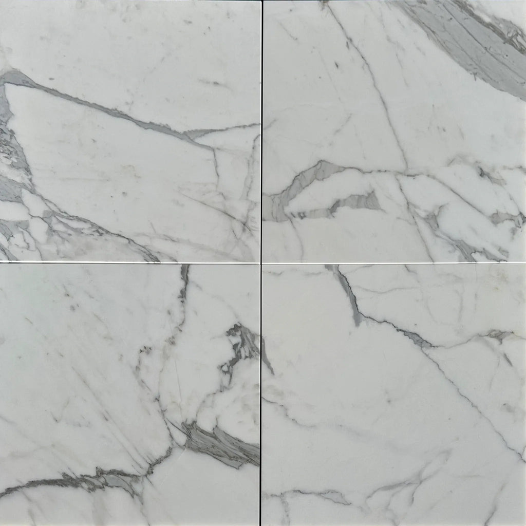 Four Statuary-Statuario White 4X12 Italian Marble Polished or Honed tiles in view