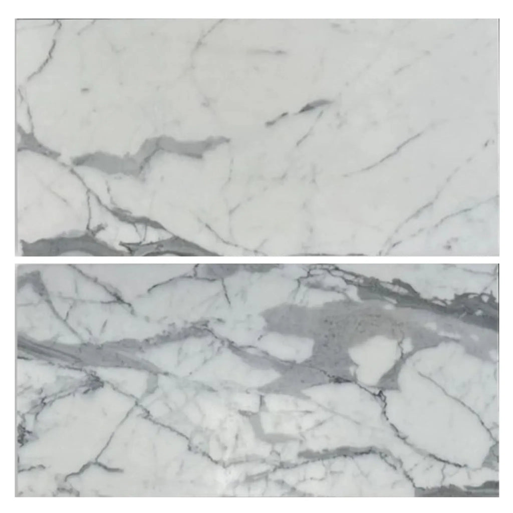 Two white marble slabs with gray veining for Statuary-Statuario White Marble