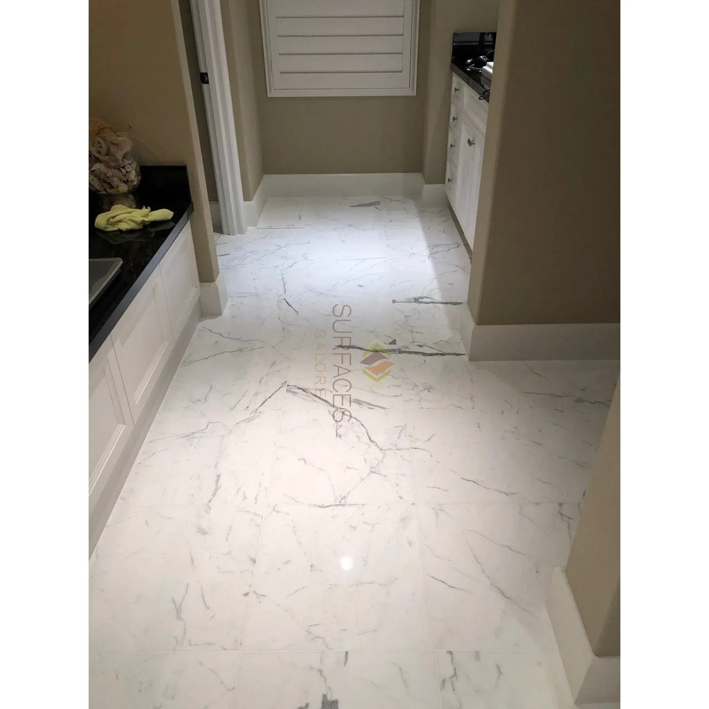 White marble-patterned Statuary-Statuario polished or honed floor tiles 4X12
