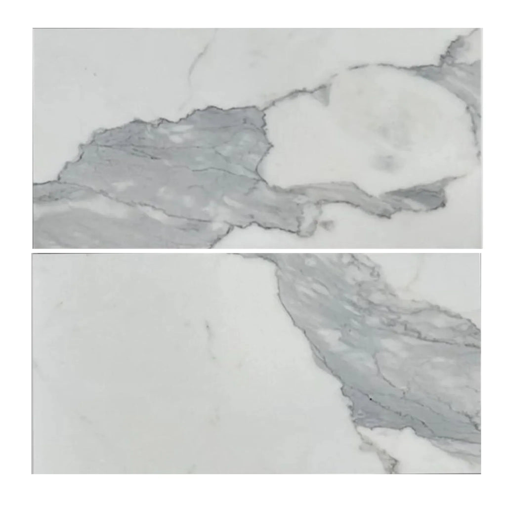 Two Statuary-Statuario White 4X12 Italian Marble Polished or Honed tiles with marble pattern