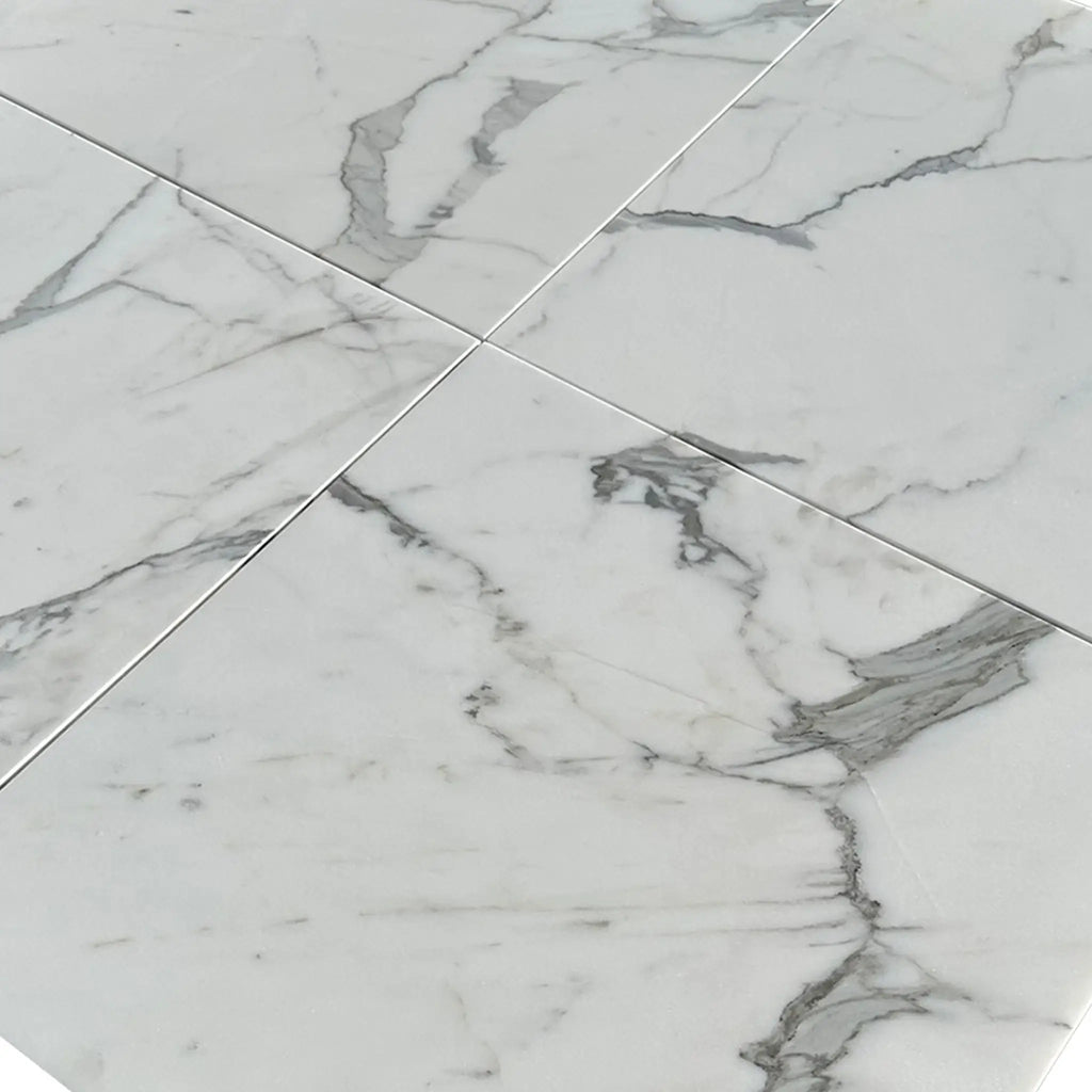 Statuary Statuario White 4X12 Italian Marble Polished with Gray Veining Tiles